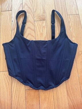 Black Structured Corset Tank Top - Size Small